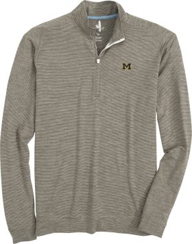 johnnie-O University of Michigan Vaughn Striped PREP-FORMANCE 1/4 Zip Men's Golf Pullover - , Size: Small