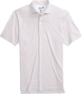 johnnie-O Vik Striped Performance Jersey Men's Golf Polo - Red, Size: Large