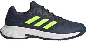 Adidas Men's GameCourt 2 Tennis Shoes (Shadow Navy/Lucid Lemon/Core White)