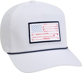 Barstool Flag Performance Rope Men's Golf Hat - White