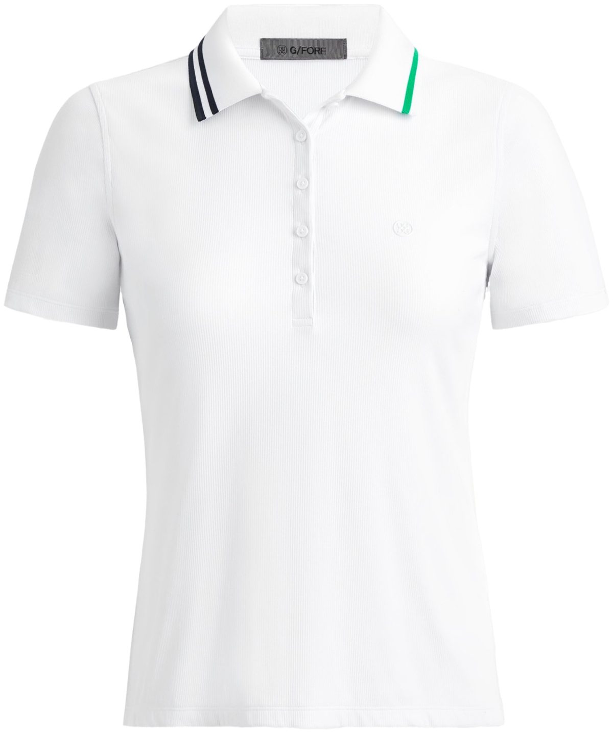 G/FORE Womens Contrast Collar Ribbed Tech Nylon Golf Polo - White, Size: Medium