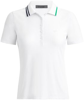 G/FORE Womens Contrast Collar Ribbed Tech Nylon Golf Polo - White, Size: Medium