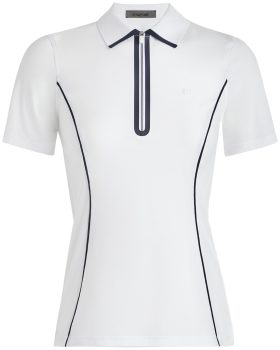 G/FORE Womens Lightweight Warp Knit Quarter Zip Golf Polo - White, Size: Medium