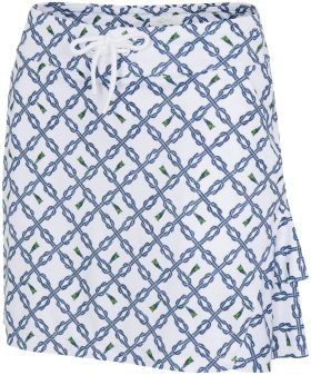 Greg Norman Womens Catania Print 16 Inch Drawcord Golf Skort - Blue, Size: Medium