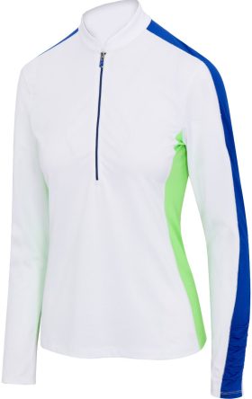 Greg Norman Womens Vespa 1/2 Zip Long Sleeve Golf Top - White, Size: Medium