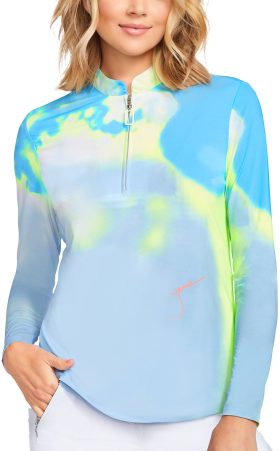 Jamie Sadock Womens Storm Sunsense Long Sleeve Golf Top - Blue, Size: Large