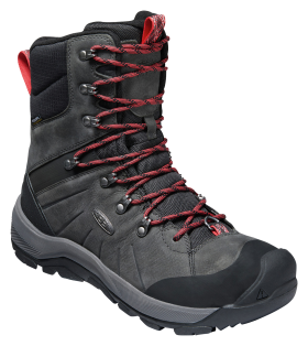 KEEN Revel IV High Polar Insulated Waterproof Hiking Boots for Men - Magnet/Red Carpet - 10M