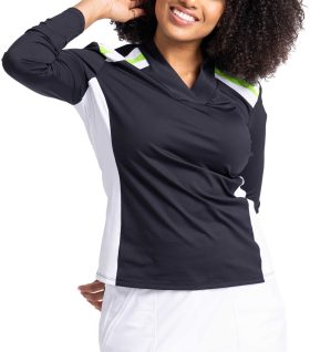 KINONA Womens The A-Team Long Sleeve Golf Top - Black, Size: Small