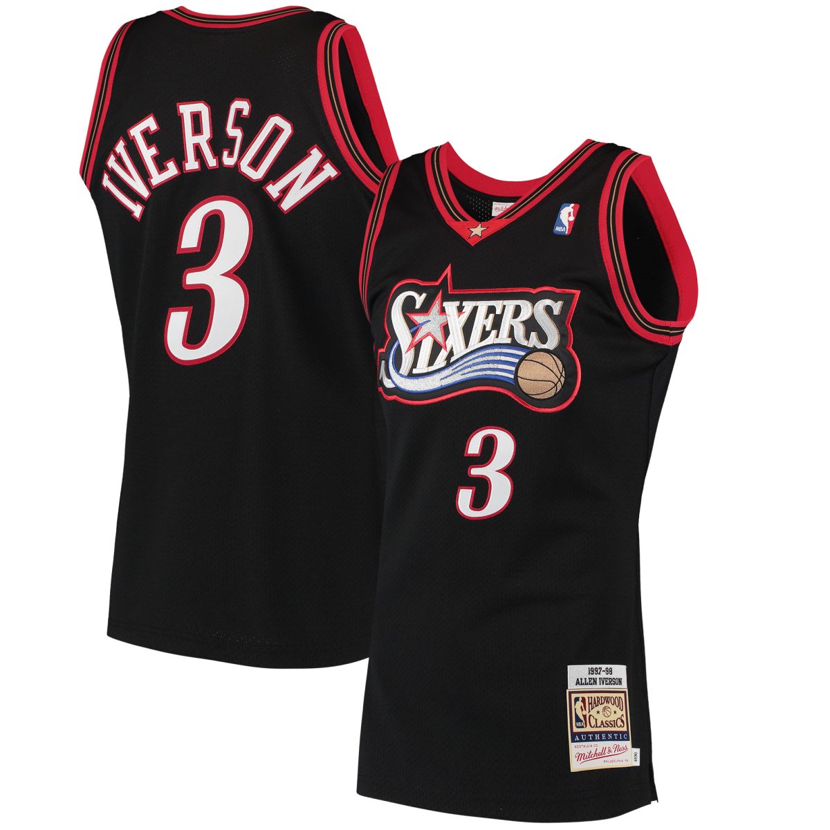 Men's Mitchell & Ness Allen Iverson Black Philadelphia 76ers 1997/98 Hardwood Classics Authentic Jersey