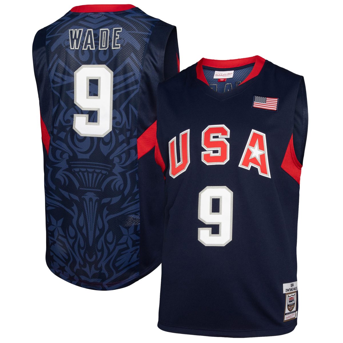 Men's Mitchell & Ness Dwyane Wade Navy USA Basketball 2008 Authentic Player Jersey