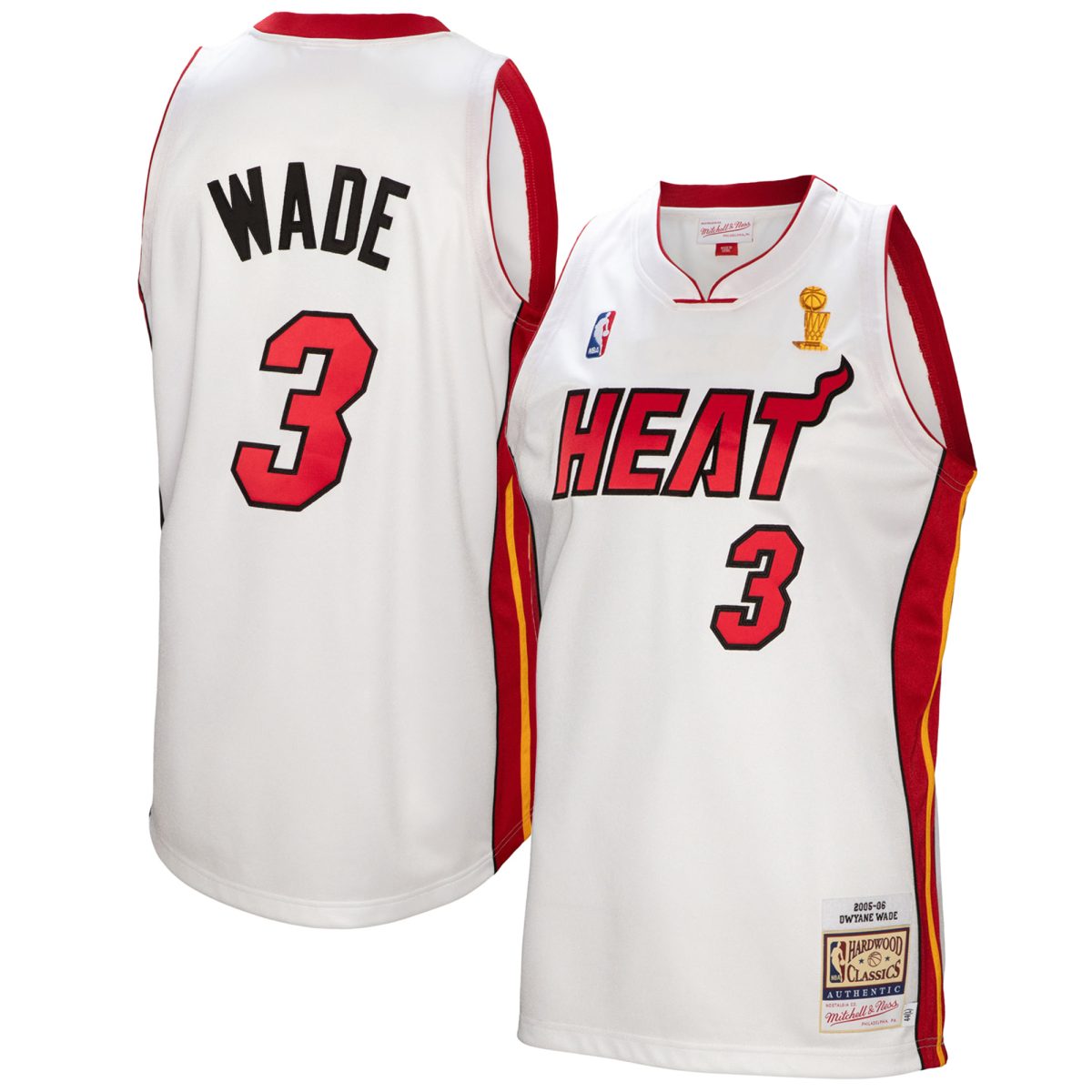 Men's Mitchell & Ness Dwyane Wade White Miami Heat 2005-06 Authentic Player Jersey