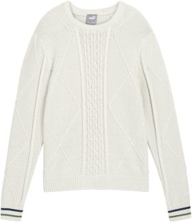 PUMA Womens Kate Cable Knit Golf Sweater - 01 WARM WHITE - S