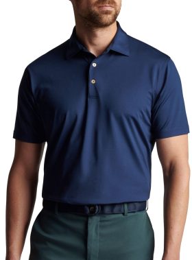 Peter Millar Solid Performance Jersey Sean Self-Collar Men's Golf Polo - Blue, Size: Small