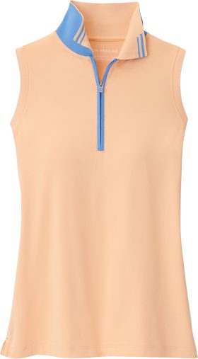 Peter Millar Womens Chrissie Sleeveless Golf Polo - Orange, Size: X-Large