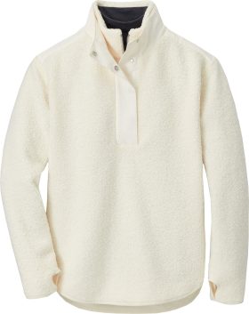 Peter Millar Womens Tilly Oversized Bonded Sherpa Popover Golf Pullover - White, Size: Small