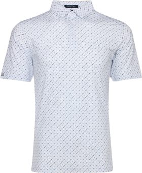 Straight Down Dragon Plaid Men's Golf Polo - White, Size: Small