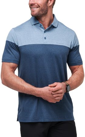 TravisMathew Heater Pro Color Block Men's Golf Polo - Blue, Size: Medium