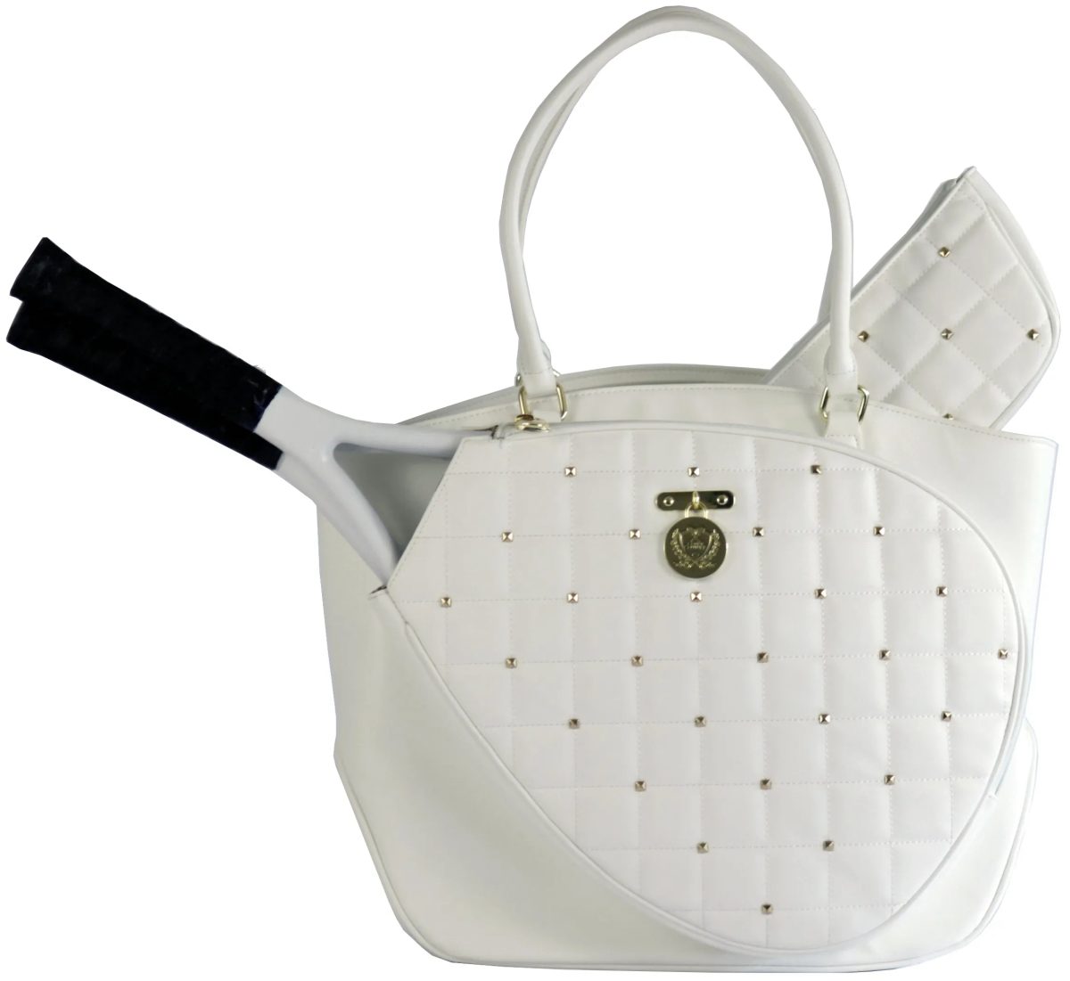 Court Couture Cassanova Studded Quilted Tennis & Pickleball Bag (White)