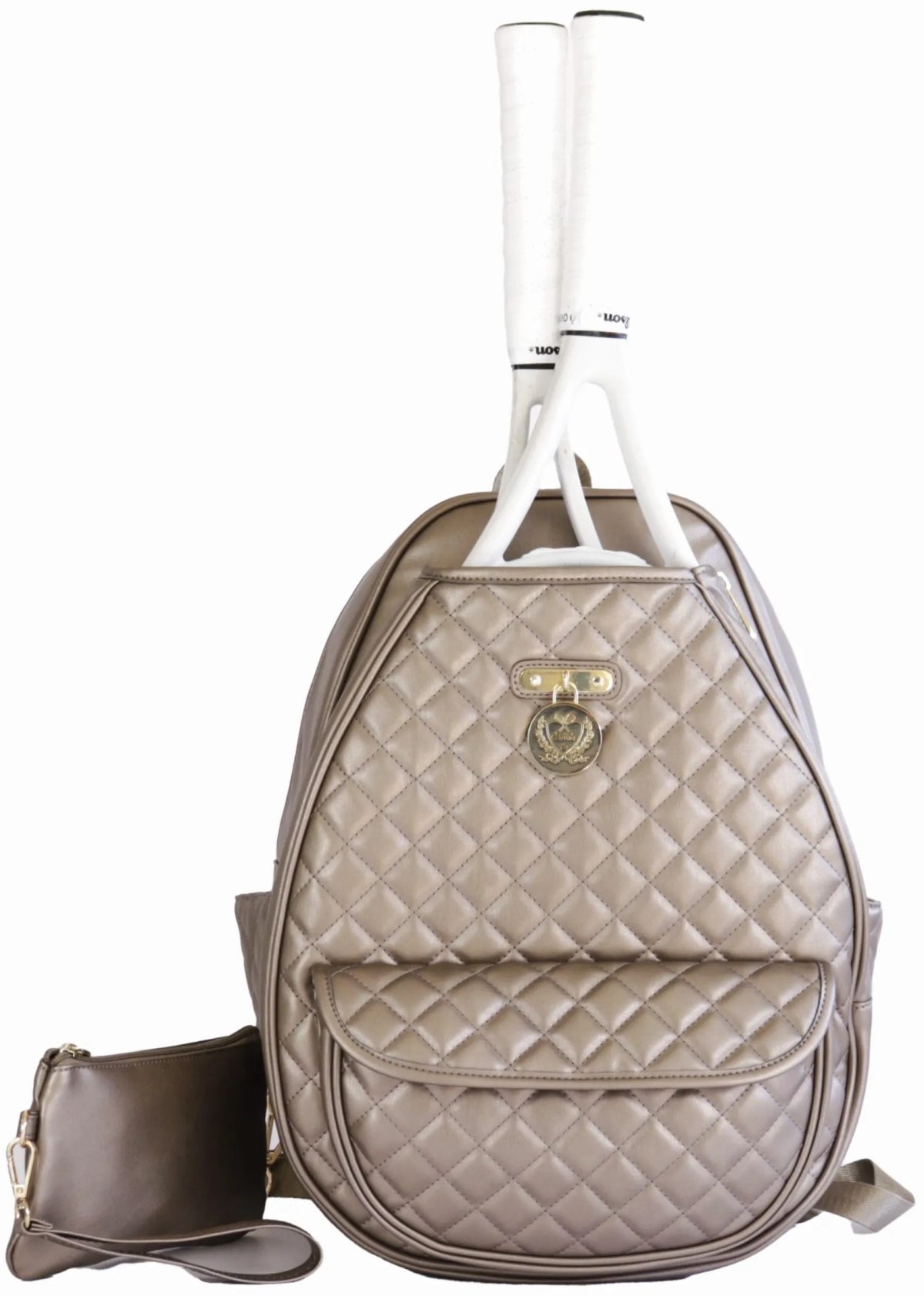 Court Couture Monaco Quilted Argyle Tennis & Pickleball Backpack Sling Bag (Pewter)