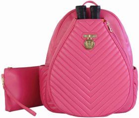 Court Couture Monaco Quilted Chevron Tennis & Pickleball Backpack (Peony)