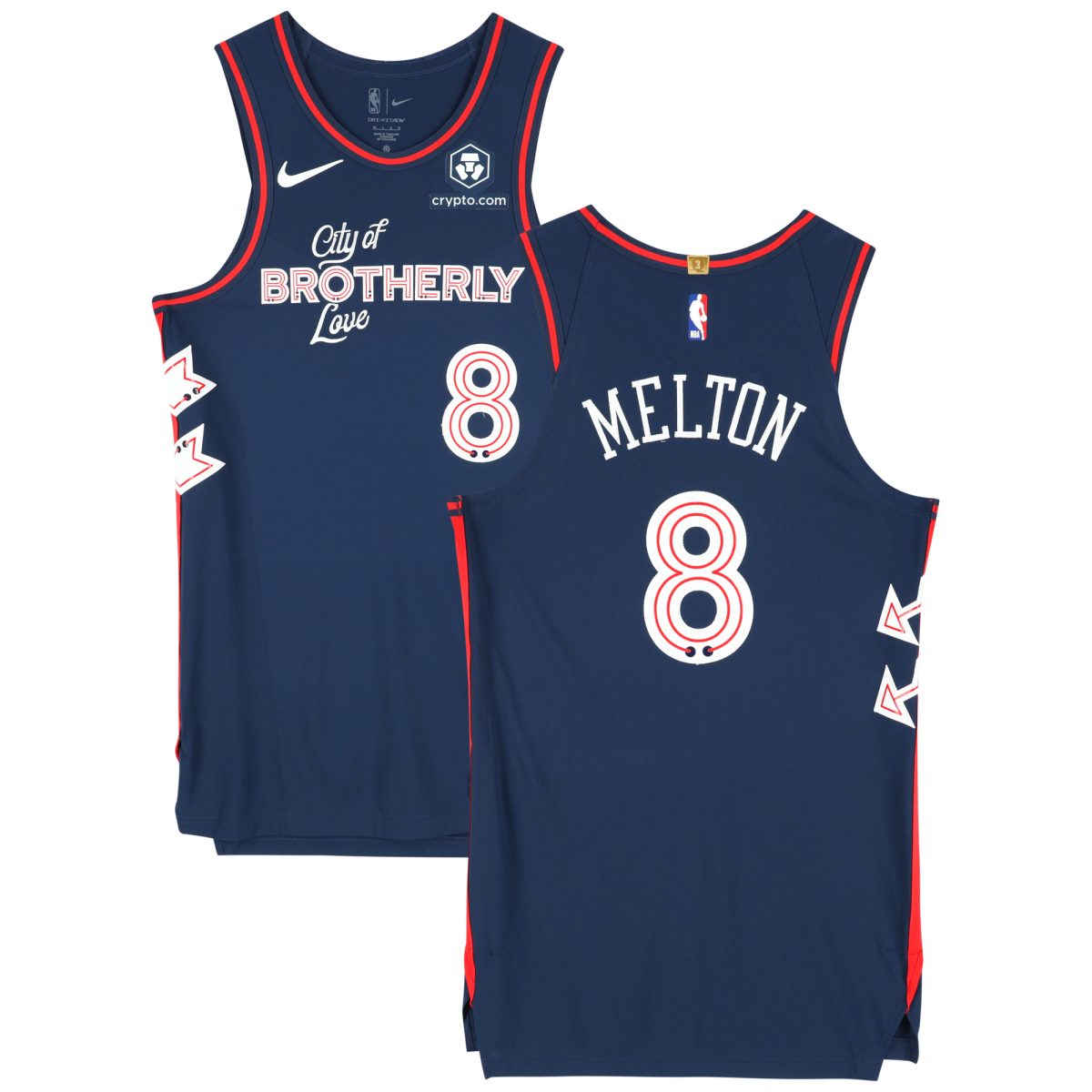 De'Anthony Melton Philadelphia 76ers Game-Used #8 Navy Nike City Edition Jersey vs. Detroit Pistons on April 9, 2024 - Size 46+4