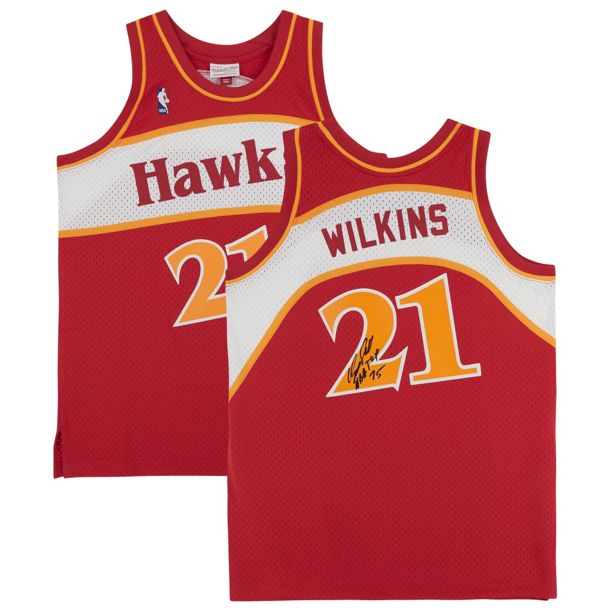 Dominique Wilkins Red Atlanta Hawks Autographed Mitchell & Ness 1986 Replica Jersey with "NBA Top 75" Inscription