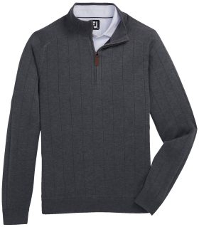 FootJoy Drop Needle Lined Men's Golf Sweater - Heather Charcoal - Grey, Size: Small