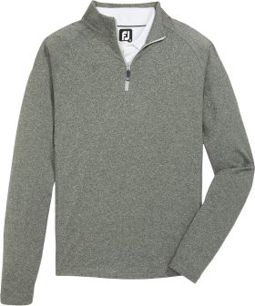 FootJoy ThermoSeries Heather Brushed Back Mid-Layer Men's Golf Pullover - Black - Black, Size: Small