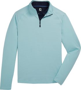 FootJoy ThermoSeries Heather Brushed Back Mid-Layer Men's Golf Pullover - Seaglass - , Size: Small