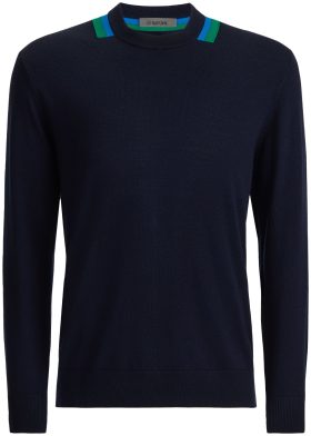 G/FORE Colourblock Intarsia Crewneck Merino Wool Men's Golf Sweater - Blue, Size: Large