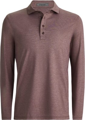 G/FORE Rib Gusset Long Sleeve Melange Ice Nylon Sun Men's Golf Polo Shirt - Red, Size: Small