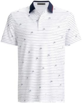 G/FORE Script Stripe Tech Jersey Men's Golf Polo - White, Size: Small