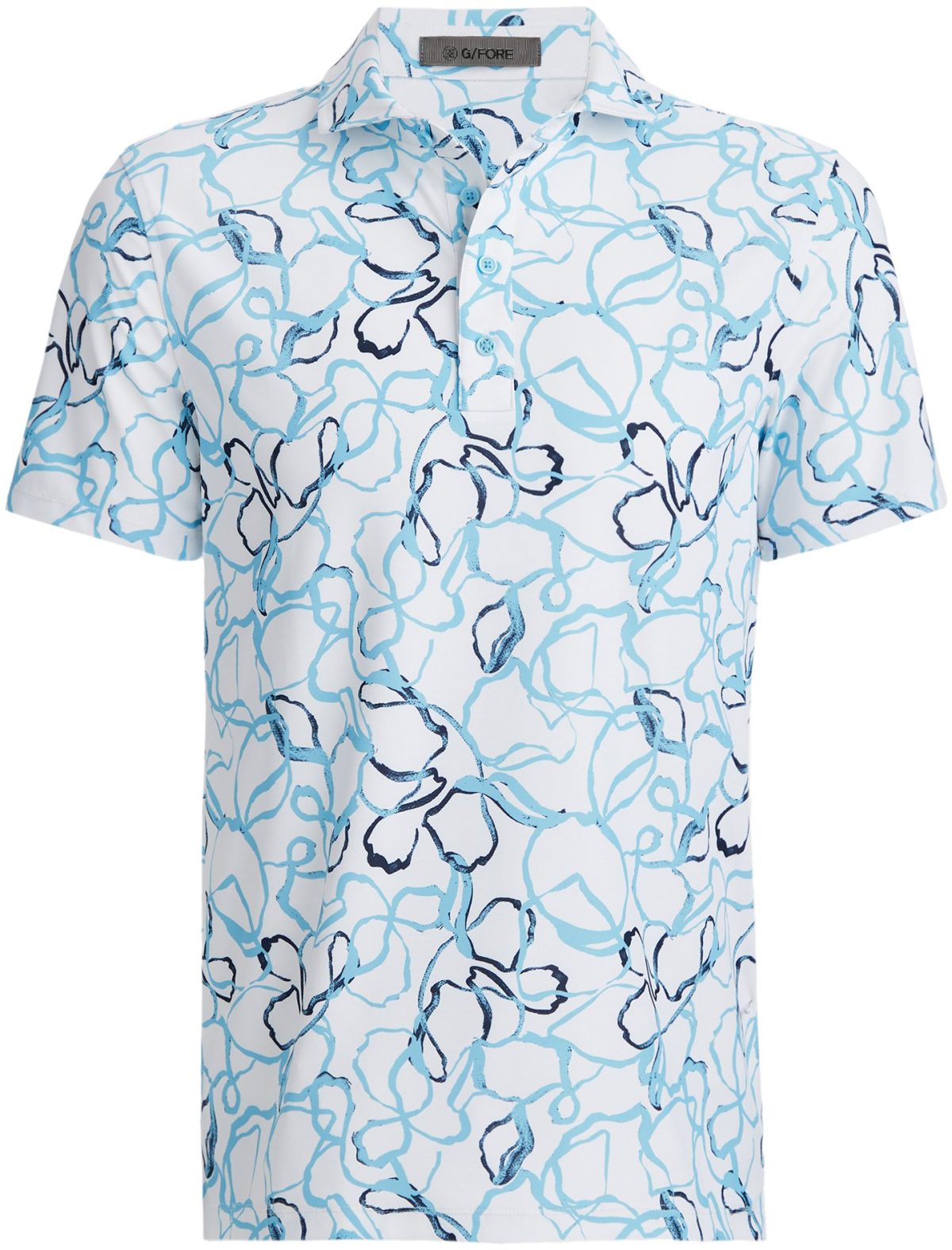 G/FORE Watercolour Floral Tech Pique Men's Golf Polo - Blue, Size: Small