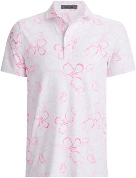 G/FORE Watercolour Floral Tech Pique Men's Golf Polo - Pink, Size: Small