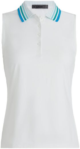 G/FORE Womens Pleated Collar Silky Tech Nylon Sleeveless Golf Polo 2024 - White, Size: Large