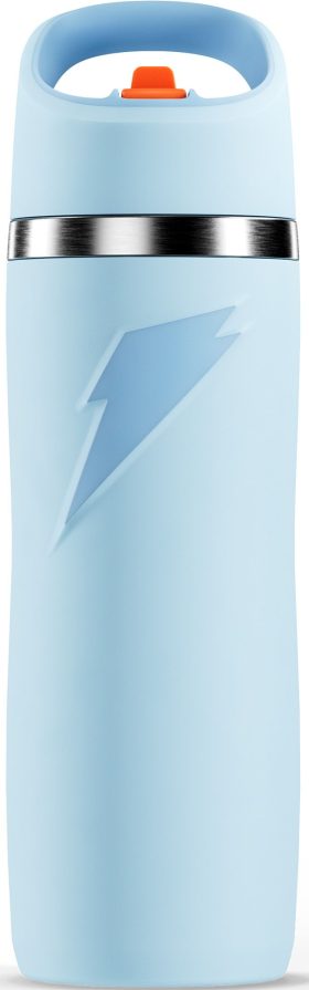 Gatorade Overtime 22 oz. Stainless Steel Bottle with Straw Cap, Light Blue