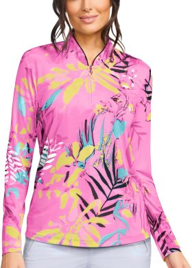 Jamie Sadock Womens Petal Sunsense Long Sleeve Golf Top - , Size: Medium