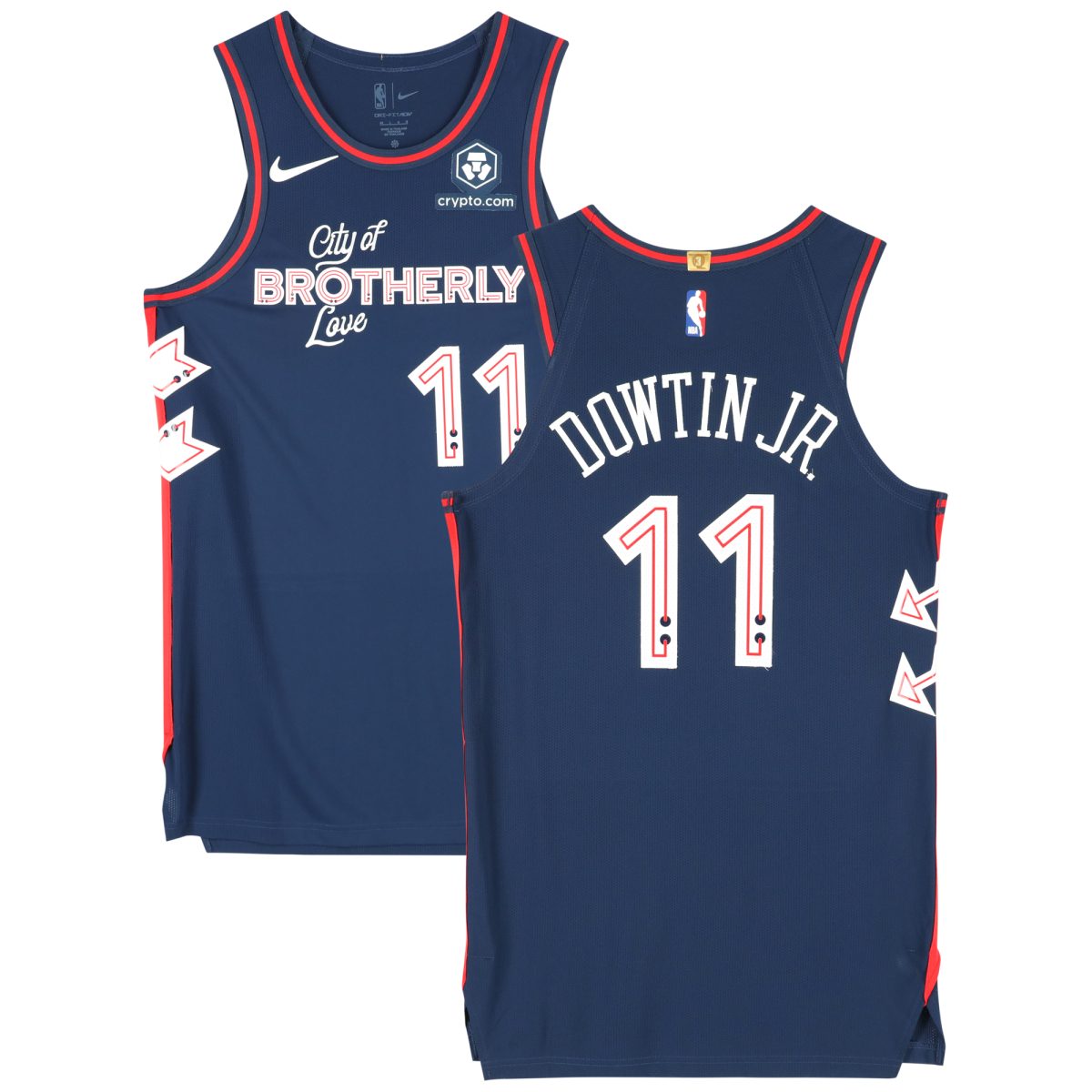 Jeff Dowtin Philadelphia 76ers Game-Used #11 Navy Nike City Edition Jersey vs. Detroit Pistons on April 9, 2024 - Size 46+4