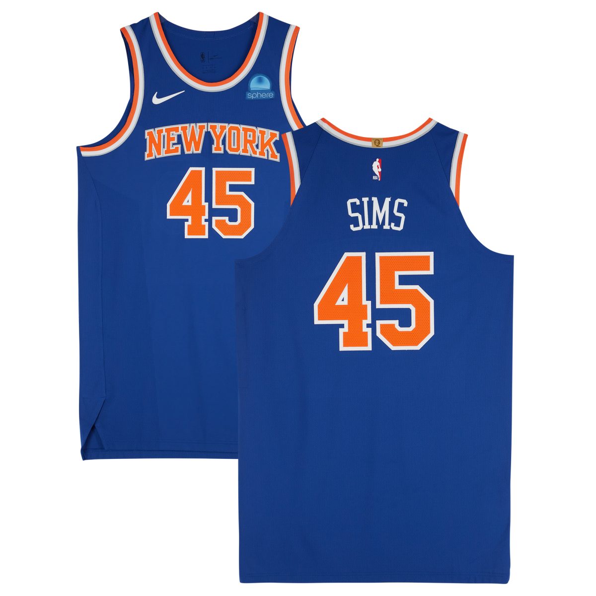 Jericho Sims New York Knicks Game-Used #45 Blue Jersey vs. New Orleans Pelicans on October 28, 2023