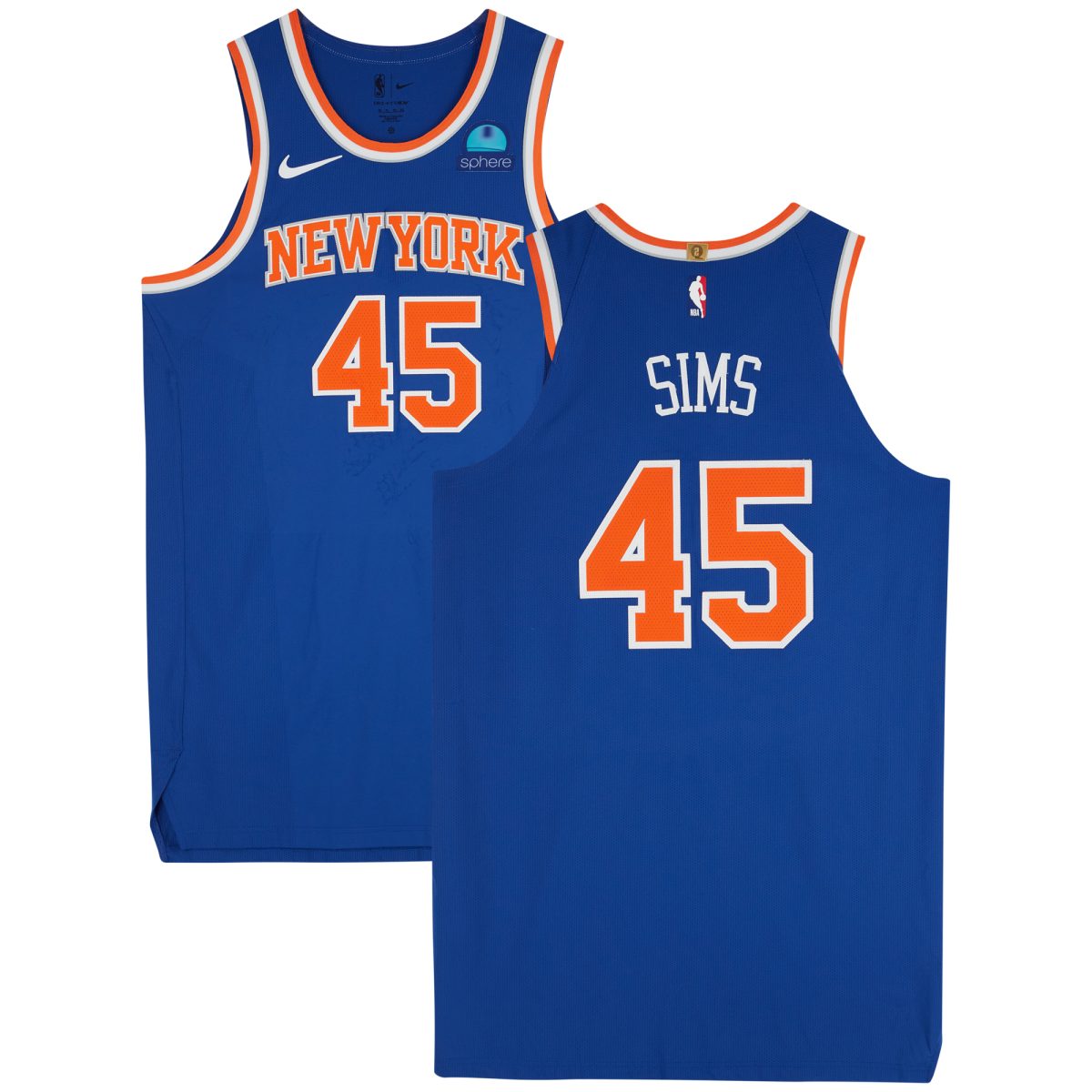 Jericho Sims New York Knicks Game-Used #45 Blue Jersey vs. Philadelphia 76ers on January 5, 2024