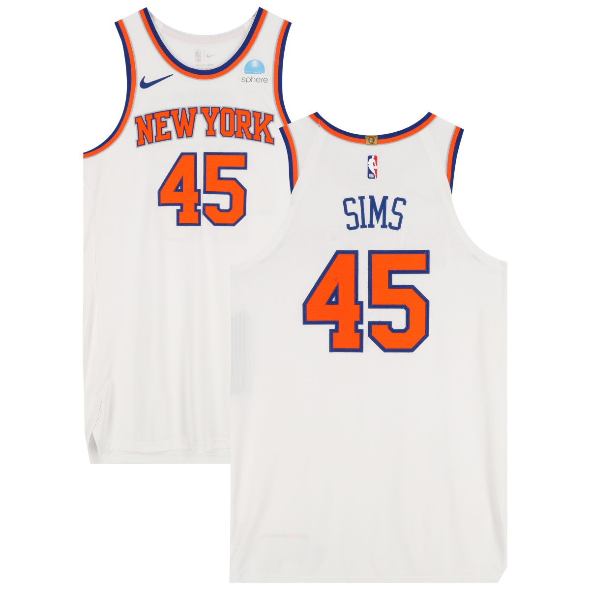 Jericho Sims New York Knicks Game-Used #45 White Jersey vs. Washington Wizards on November 17, 2023