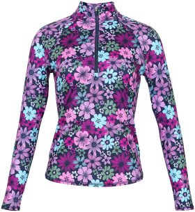 JoFit Womens Printed UV Mock Long Sleeve Golf Top - Purple, Size: X-Small