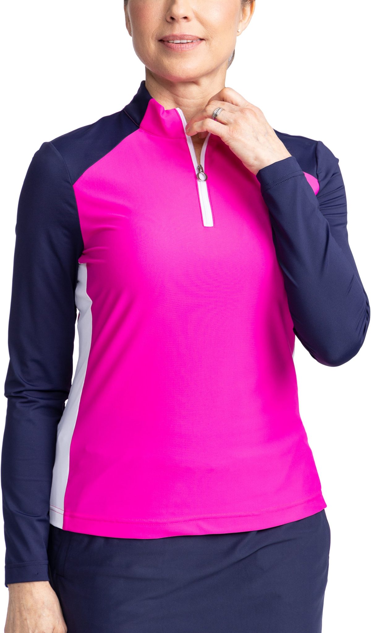 KINONA Womens Cap To Tap 1/4 Zip Golf Pullover - Pink, Size: Small