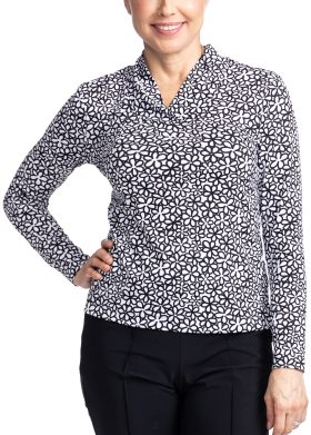 KINONA Womens Lovely Layer Long Sleeve Golf Top - Black, Size: X-Small