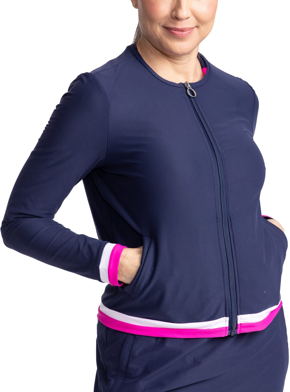 KINONA Womens Sporty Cardi Full Zip Golf Jacket - Blue, Size: Small