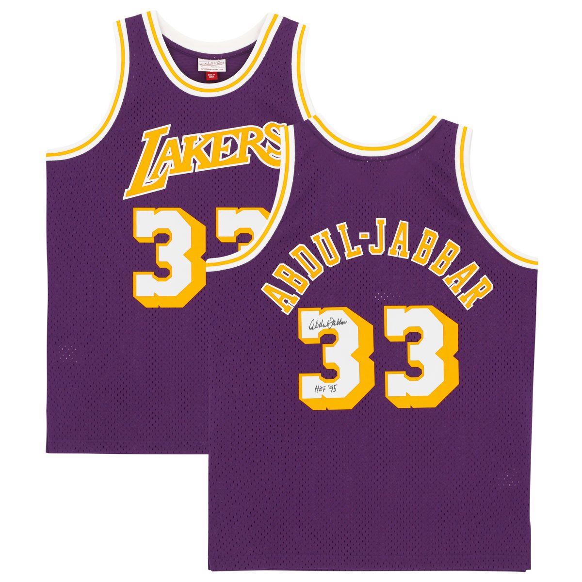 Kareem Abdul-Jabbar Los Angeles Lakers Autographed Purple 1983-84 Mitchell & Ness Hardwood Classics Replica Jersey with "HOF 95" Inscription