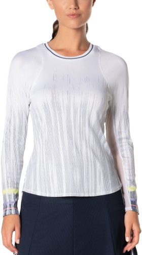 Lucky In Love Womens Between The Lines Long Sleeve Golf Top - White, Size: X-Large