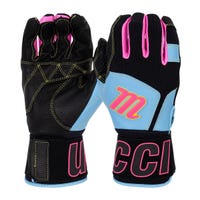 Marucci Blacksmith Youth Batting Gloves - 2025 Model in Black/Columbia Blue Size Small