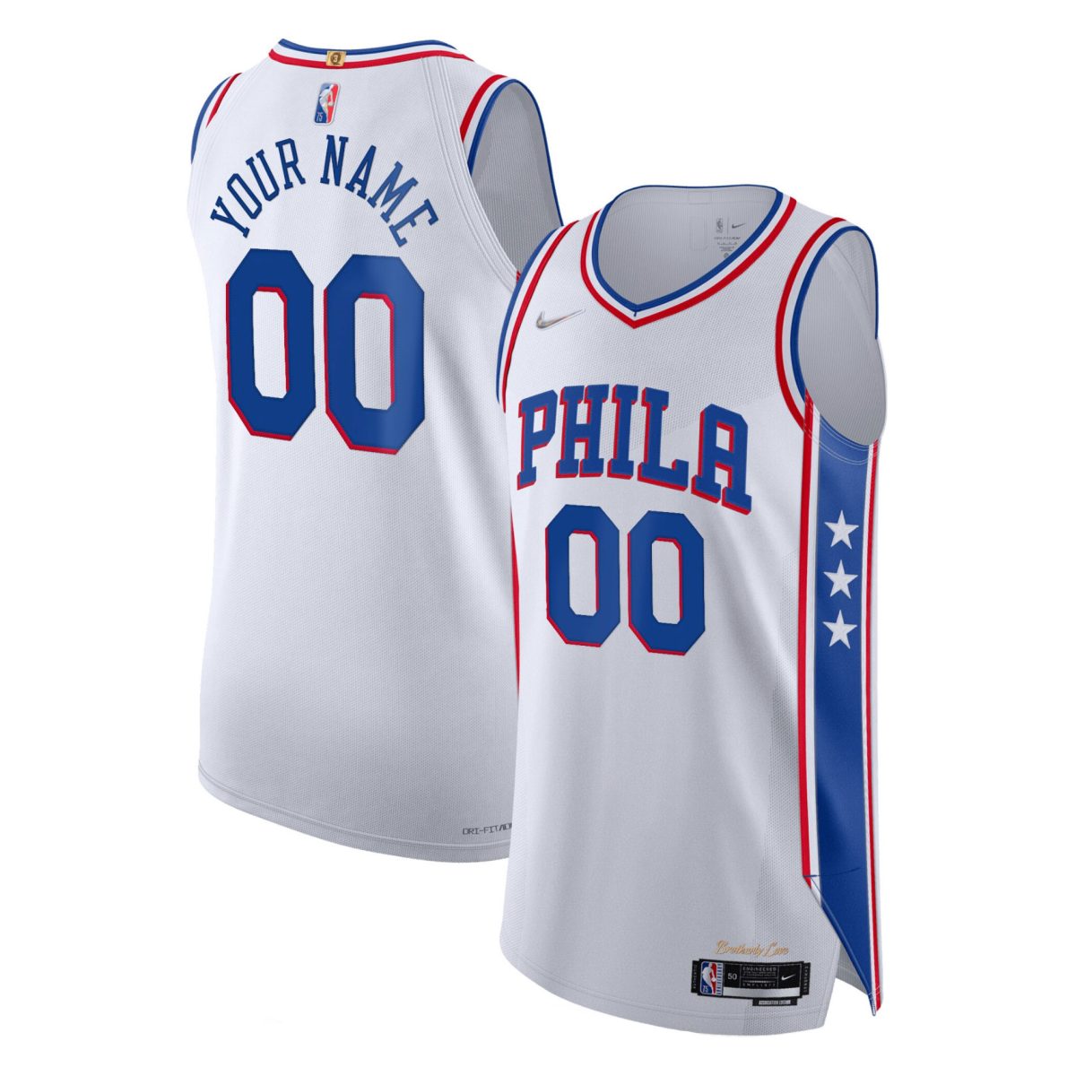 Men's Nike White Philadelphia 76ers 2021/22 Diamond Authentic Custom Jersey - Association Edition