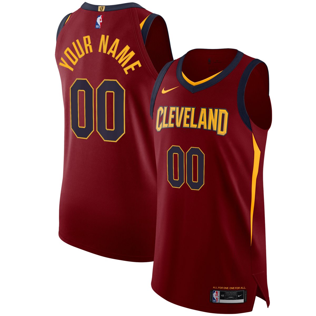 Men's Nike Wine Cleveland Cavaliers Authentic Custom Jersey - Icon Edition